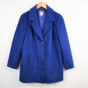 J. Jill Cobalt Blue Wool Blend 3/4 Length Peacoat